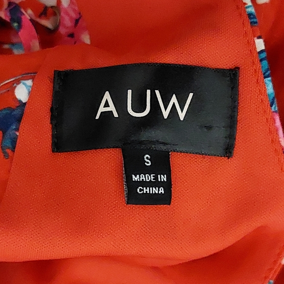 AUW Red Floral A-Line Retro Inspired Short Skater Dress with Open Lace-up Back - Picture 11 of 12